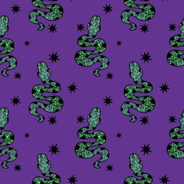 Summer animals seamless snake pattern for wrapping paper and new 2025 year Stockillustratie