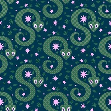 Summer animals seamless snake pattern for wrapping paper and new 2025 year 스톡 일러스트