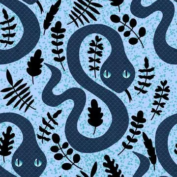 Summer animals seamless snake pattern for wrapping paper and new 2025 year Stock Illustration