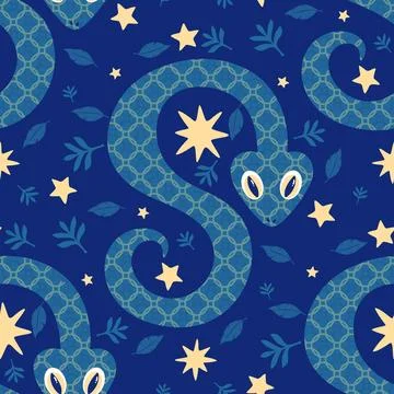 Summer animals seamless snake pattern for wrapping paper and new 2025 year 库存插图