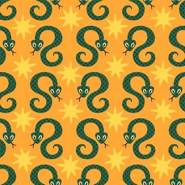 Summer animals seamless snake pattern for wrapping paper and new 2025 year Illustrazione stock