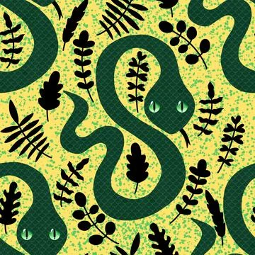 Summer animals seamless snake pattern for wrapping paper and new 2025 year Stockillustratie
