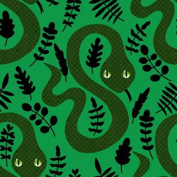Summer animals seamless snake pattern for wrapping paper and new 2025 year 스톡 일러스트