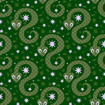 Summer animals seamless snake pattern for wrapping paper and new 2025 year Stockillustratie