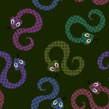 Summer animals seamless snake pattern for wrapping paper and new 2025 year イラスト素材
