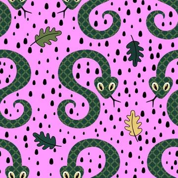 Summer animals seamless snake pattern for wrapping paper and new 2025 year Stockillustratie