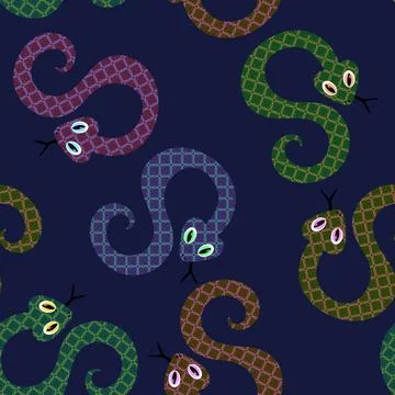 Summer animals seamless snake pattern for wrapping paper and new 2025 year 库存插图