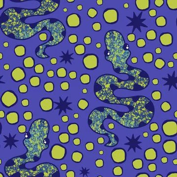 Summer animals seamless snake pattern for wrapping paper and new 2025 year イラスト素材
