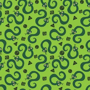 Summer animals seamless snake pattern for wrapping paper and new 2025 year 库存插图