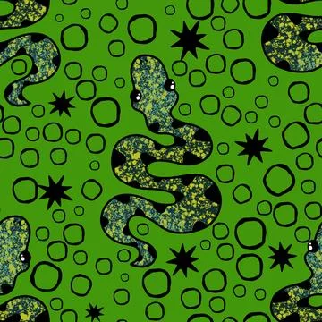 Summer animals seamless snake pattern for wrapping paper and new 2025 year Illustrazione stock