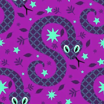 Summer animals seamless snake pattern for wrapping paper and new 2025 year イラスト素材