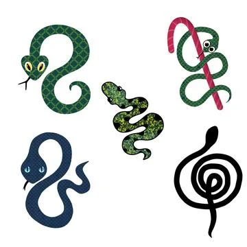 Summer animals set snake pattern for wrapping paper and new 2025 year Stock Illustration