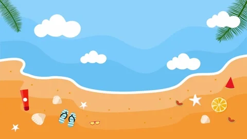 Summer Animation Motion Background with Sunshine, Waves, and Tropical Vibes Stock Footage 311158770