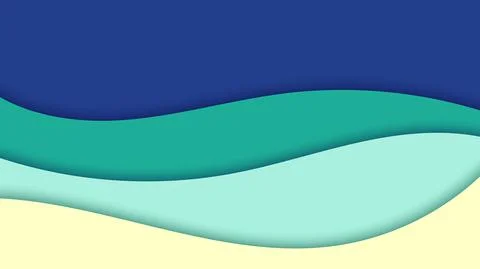 Summer background abstract waves shapes pattern paper cut style Illustrazione stock