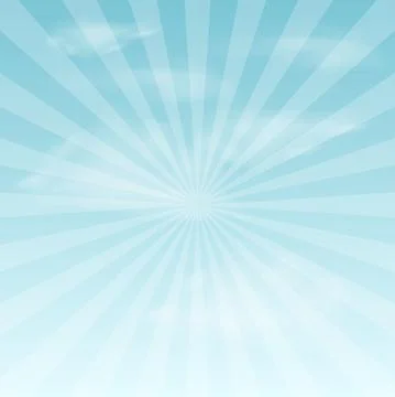 Summer background with blue sky and sun rays. Vector Stock Illustration