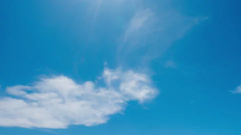 Summer background of blue sky with passing clouds and parachutes, time lapse Stock Footage 277486526