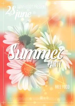 Summer background with chamomile and delicate blurred shining background. Summer Stock-Illustration