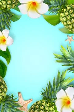 Summer background design concept. Top view of holiday travel beach with starf Foto stock