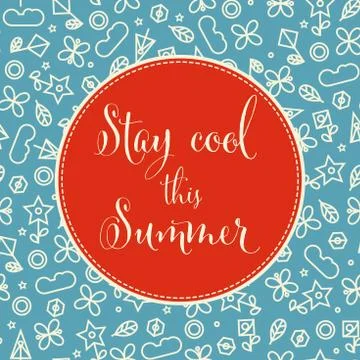 Summer background with doodle floral elements Stock Illustration