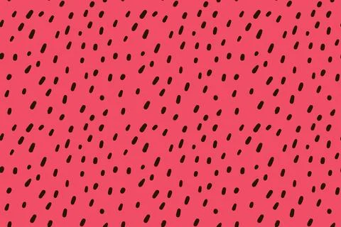 Summer background. Dot repeat hand made seamless pattern. Red watermelon text Stock Illustration