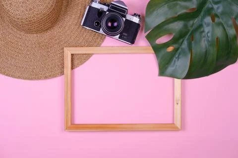 Summer background. Flat lay, top view 스톡 사진