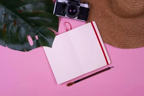 Summer background. Flat lay, top view 스톡 사진