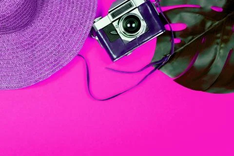 Summer background. Flat lay, top view Stock Photos
