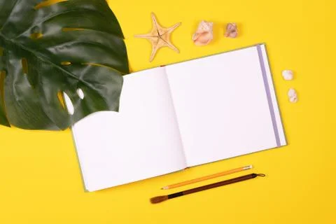 Summer background. Flat lay, top view Stock Photos
