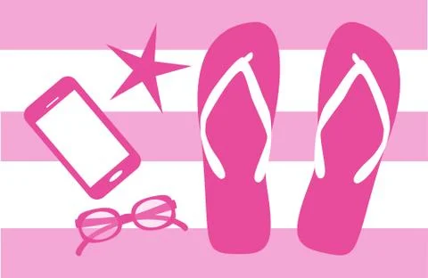 Summer background with flip flops and star modern colors Stock Illustration
