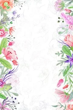 Summer Background With Floral Borders Stock Illustration