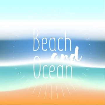 Summer background gradient mesh beach and ocean. Background for travel card.. Stock Illustration