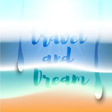 Summer background gradient mesh beach and ocean. Background for travel card.. Stock Illustration