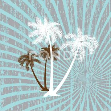 Summer background with grunge beach palms Stock Illustration