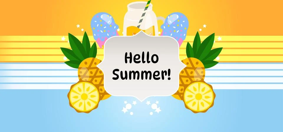 Summer Background Illustration with Fruits Stock Illustration