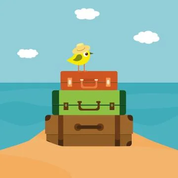 Summer background with little bird Stock Illustration