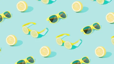 Summer background made of lemons and sunglasses Stock Footage 200765737