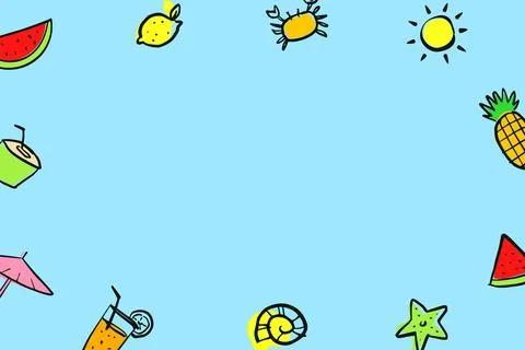 Summer background objects elements with space for text. Hand drawn style. Stockillustratie