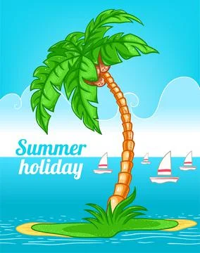 Summer background with palm Illustrazione stock