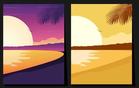Summer background with palm. summer poster vector illustration. Summer view Stock Illustration