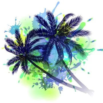 Summer background with palm trees Stock Illustration