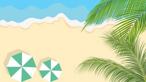 Summer background with palm trees summer horizontally banner with green palm  Stock Illustration