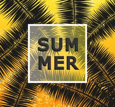 Summer background with palm trees. Vector illustration Stock Illustration
