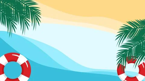 Summer. Background of panoramic landscape of sea and beach and summer post te Stock Illustration