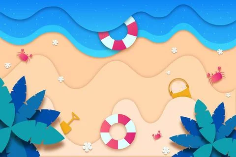 Summer background in paper style Stock Illustration
