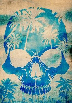 Summer background skull print design Stock Illustration
