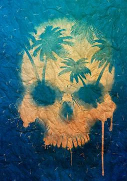 Summer background skull print design Stock Illustration