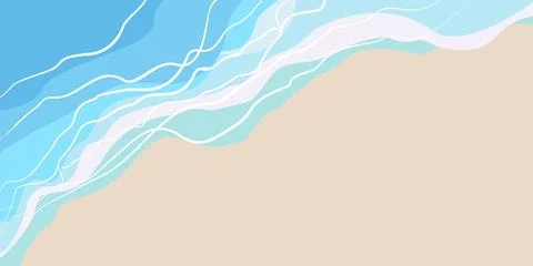 Summer background with Space for text. Blue Sea wave. Vector Flat illustratio Stock Illustration