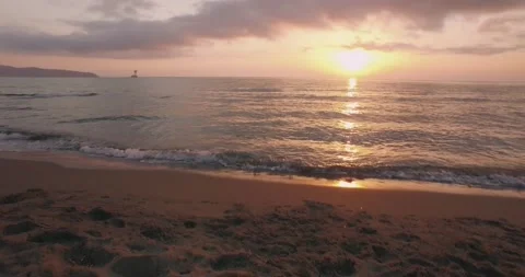 Summer background, sun goes down, in a red, orange and yellow sunset. Sun rising Stock Footage 153223624