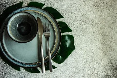 Summer background with table setting Stock Photos