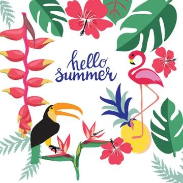 Summer background with theme of summer holiday, travel and vacation. Stock Illustration